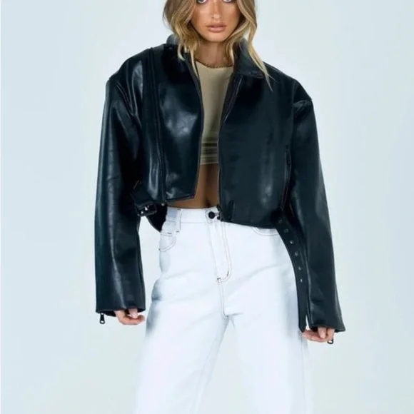 Lioness Black Leather Jacket - Picture 2 of 5